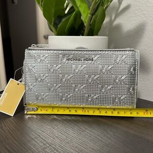 Michael Kors silver wristlet